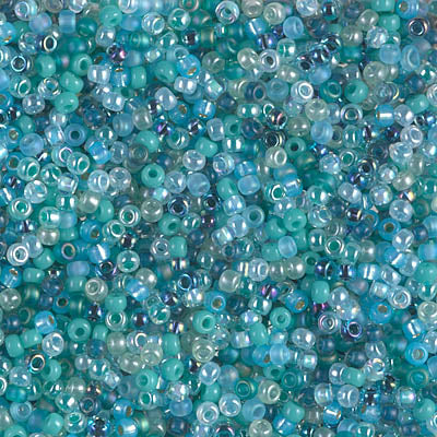 Miyuki 11 Round Seed Bead, Mix - Touch of Teal, 22 grams