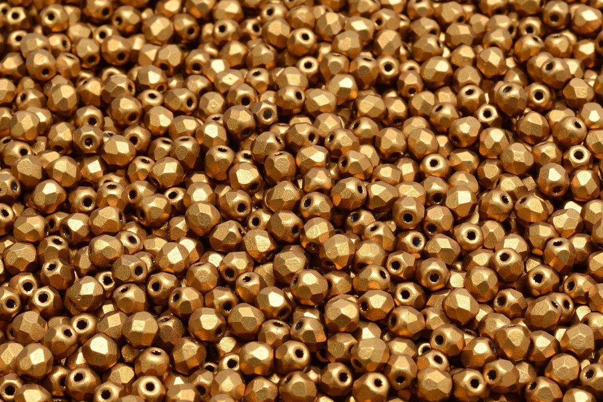 Czech Fire-Polish Bead 3mm Opaque Gold and Smoky Topaz Luster (50pc Strand)  by Starman