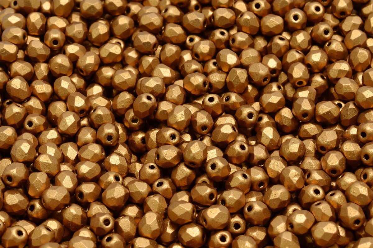 3mm Round Aztec Gold Czech Glass Beads, 01710 50 Beads 