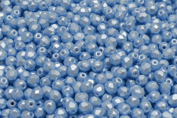 Czech Pressed Glass Round Beads 6mm Sapphire (10-Pcs)