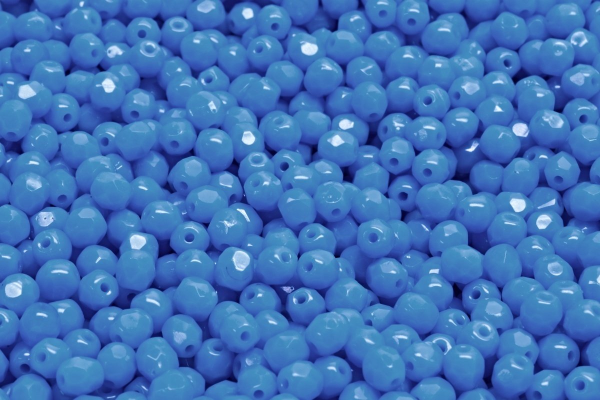 6mm Round Glass Beads - Opaque Blue Turquoise - 50 Beads