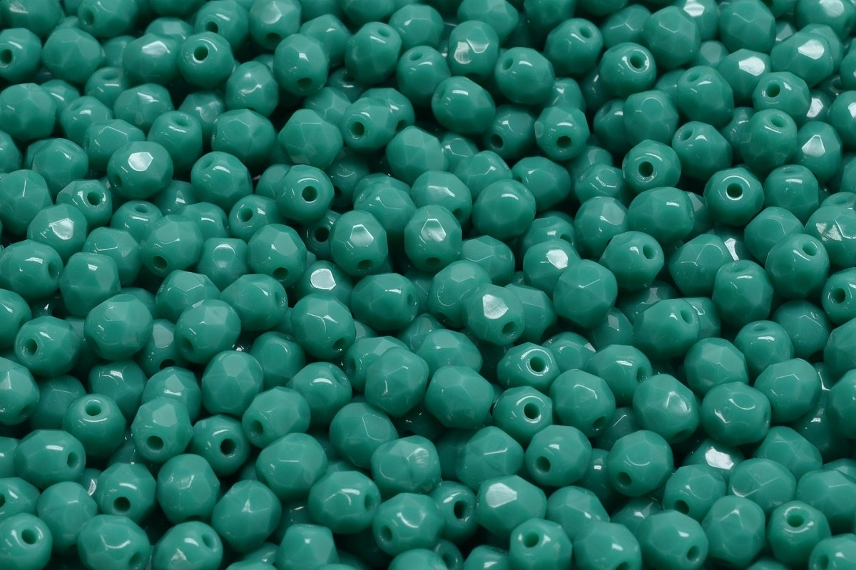 4mm Czech Fire Polish Round Bead, Persian Turquoise AB, 50 pieces