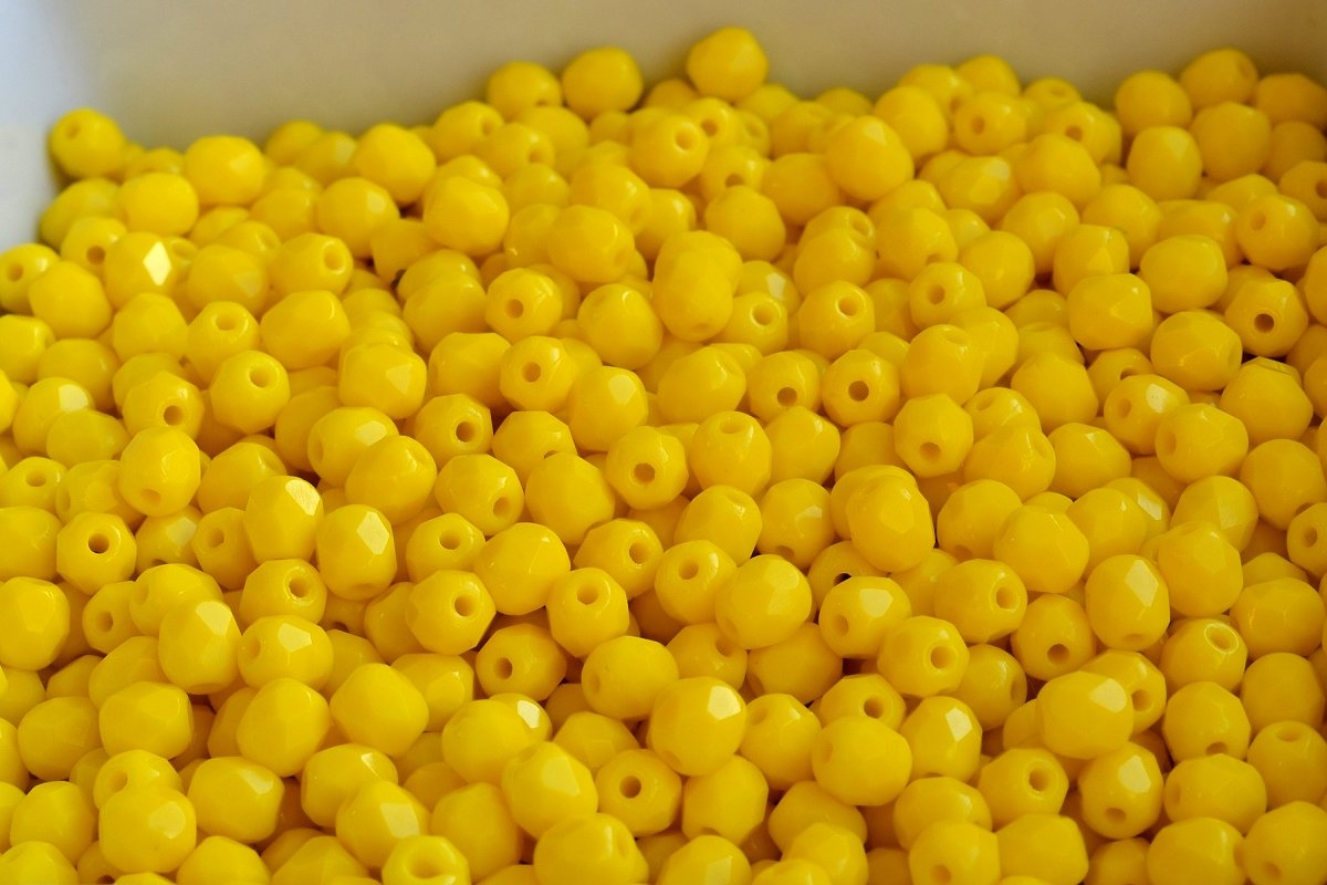 Yellow Neon, Czech Fire Polished Round Faceted Glass Beads, 8mm 12pcs -  Crystals and Beads for Friends