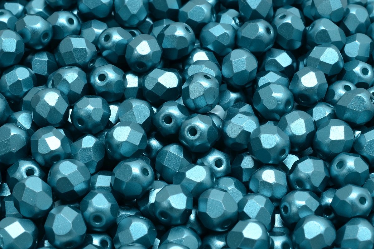 Firepolish 6mm Czech Glass Beads SATURATED METALLIC NEBULAS BLUE (Strand of  25)