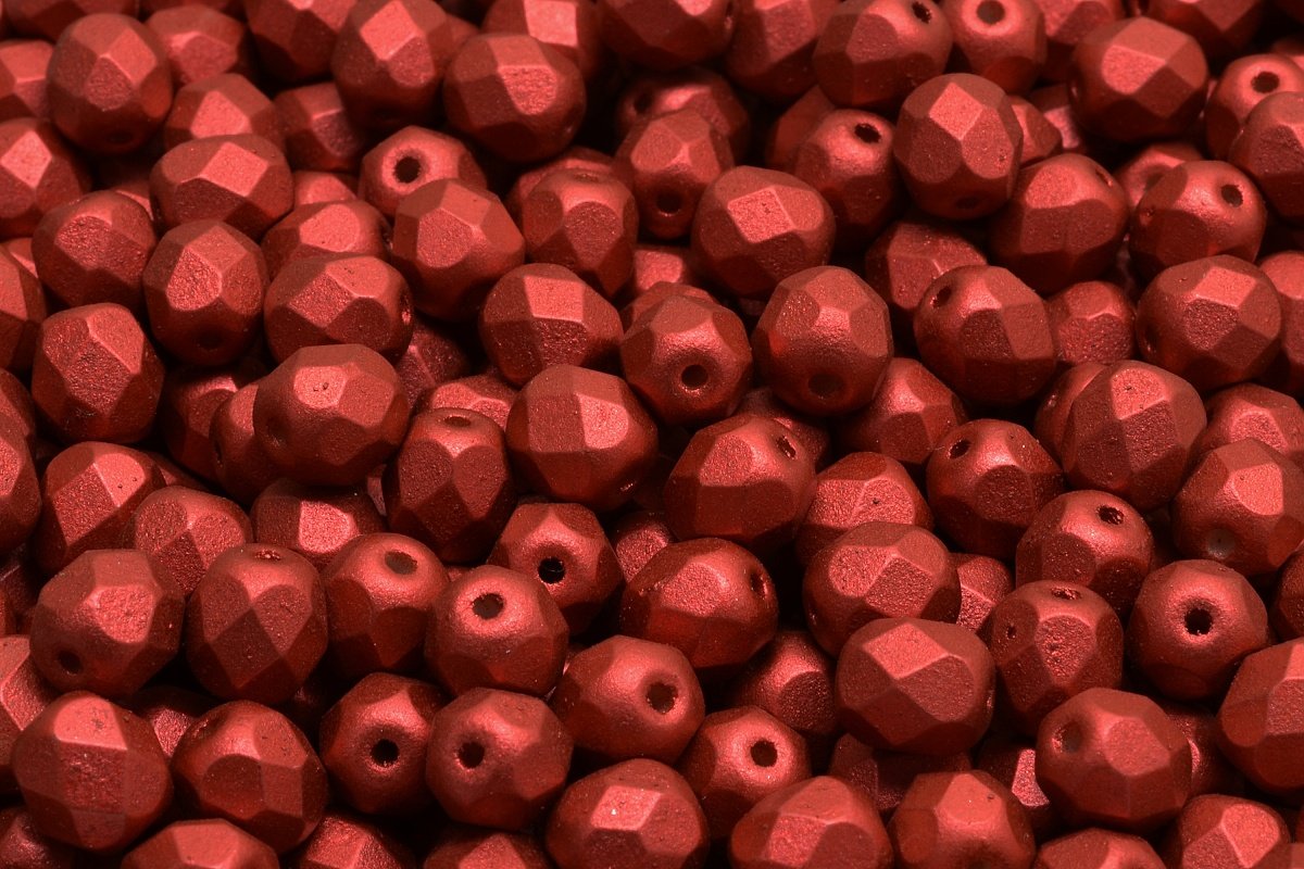 Czech Fire Polished Glass Beads, Red