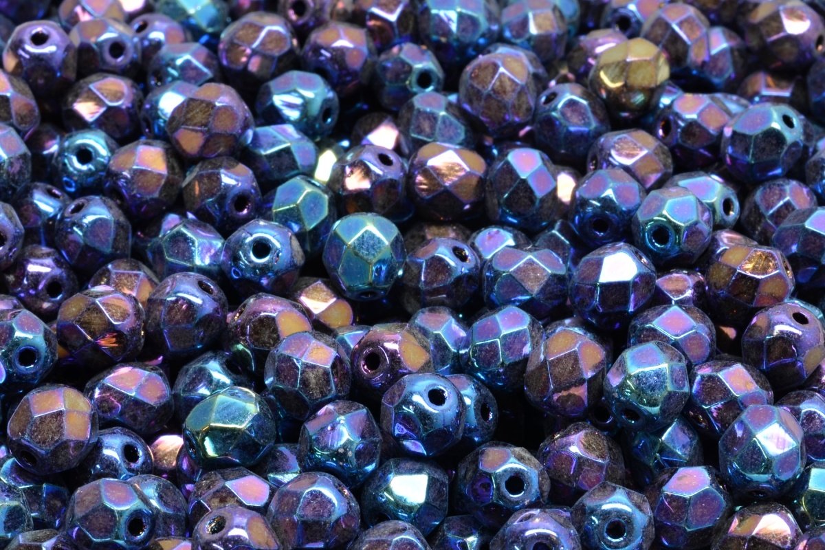 Czech 6mm Glass Firepolished Round Beads Rusty Olive Green