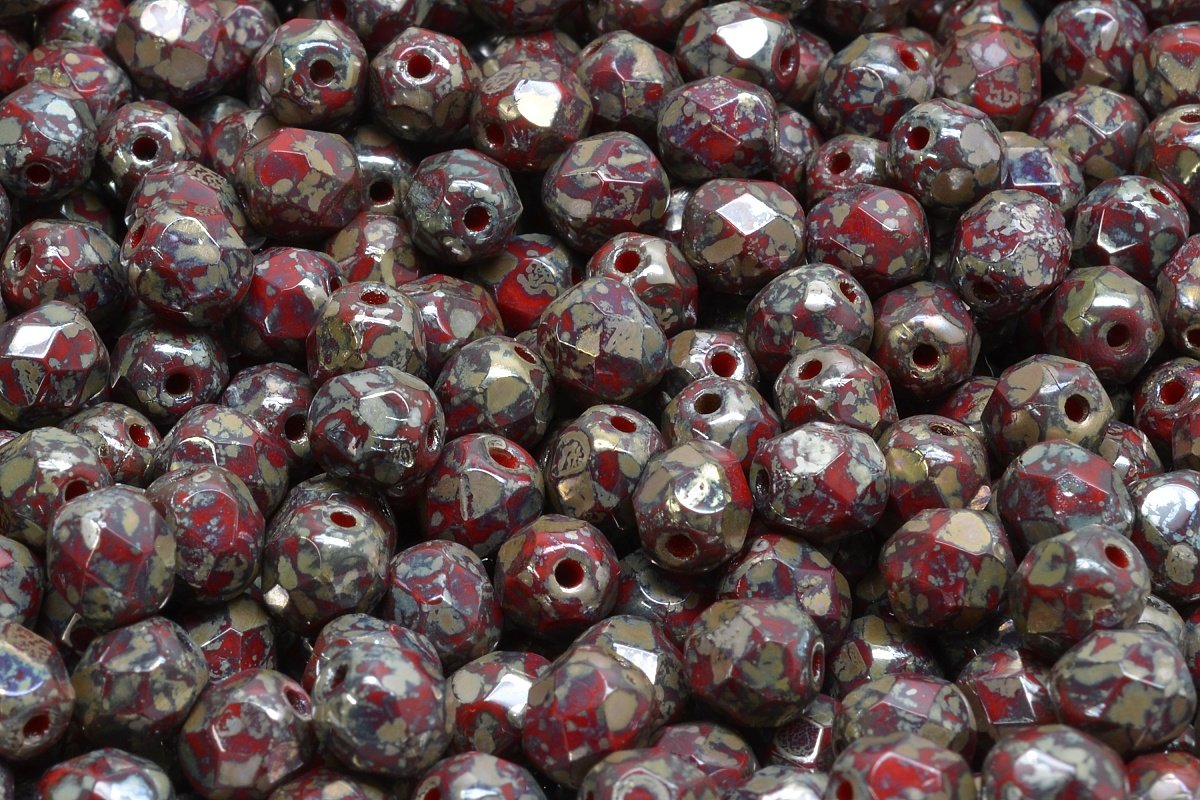 Czech Fire Polished Glass Beads, Red