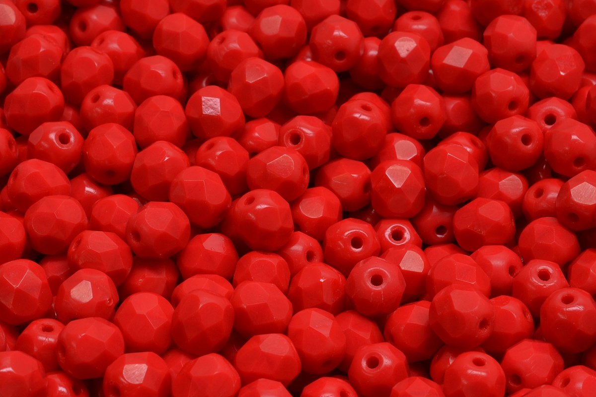 50 pcs Fire Polished Faceted Beads Round 6 mm, Mix Red, Czech