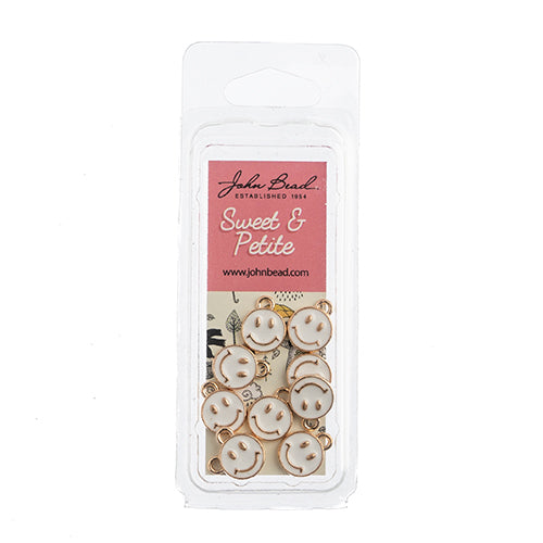 Sweet & Petite Charms, 10x13mm Happy Face White, 10 pcs