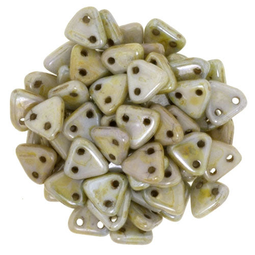 2-Hole TILE Beads 6mm CzechMates LUSTER TRANSPARENT GREEN