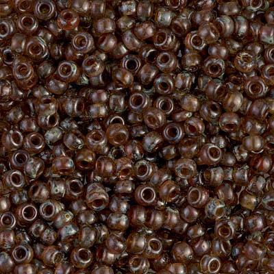 Miyuki Seed Beads - Picasso Transparent Dark Amber 8/0