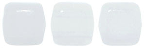 Czechmate 6mm Square Glass Czech Two Hole Tile Bead, Opaque White Pica