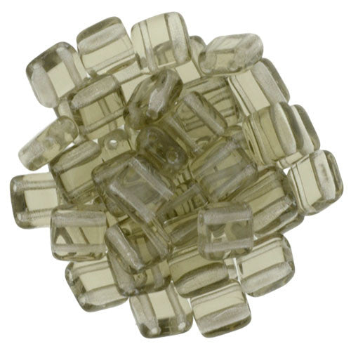 2-Hole TILE Beads 6mm CzechMates LUSTER TRANSPARENT GREEN