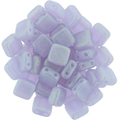 6mm 2-Hole Matte Iris Blue Tile Beads - 50pk - Off the Beaded Path