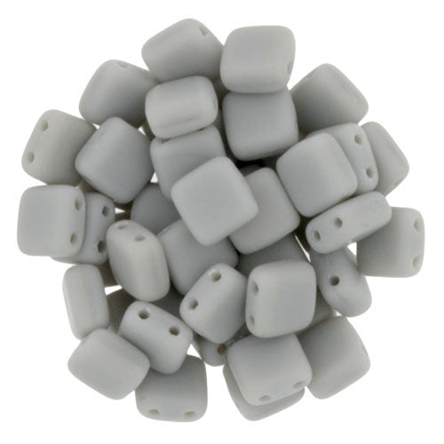 50 CzechMates 6mm Two Hole Tile Beads Opaque White Picasso 03000T