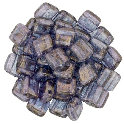 CzechMates Glass, 2-Hole Square Tile Beads 6mm, Metallic Light Green Suede  (1 Strand) — Beadaholique